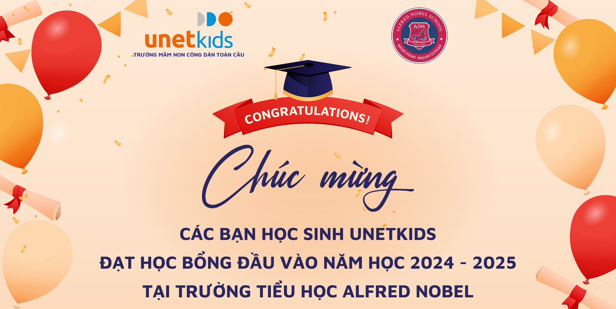 Xin chúc mừng 12 bạn học sinh đã đạt học bổng Hệ Cambrigde của Trường Tiểu học Alfred Nobel năm học 2024 – 2025