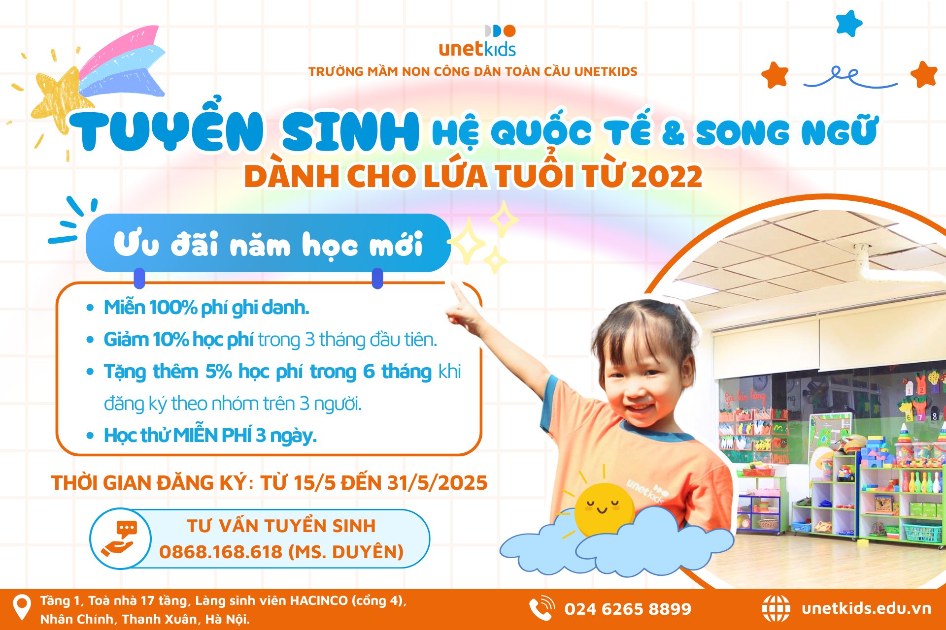 UNETKIDS CHÍNH THỨC TUYỂN SINH NĂM HỌC 2025–2026!